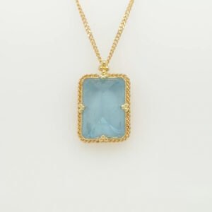 18K Aquamarine Pendant with Chain