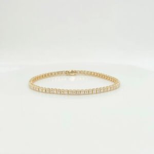 14K Emerald Cut Diamond Bezel Set Tennis Bracelet