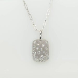 14K Diamond Confetti Dog Tag Pendant