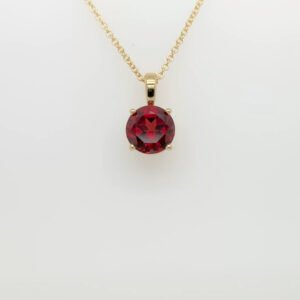 14K Garnet Round Solitaire Pendant