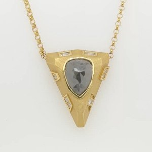 One of a Kind, 18K Rose Cut Black Diamond Suspended Geometric Necklace